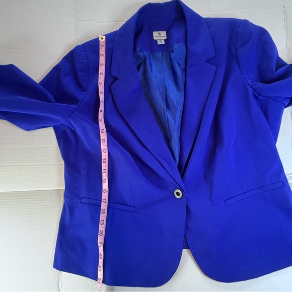 Worthington Royal Blue Blazer Women's 2X Plus Size One-Button Career Jacket - Picture 7 of 10